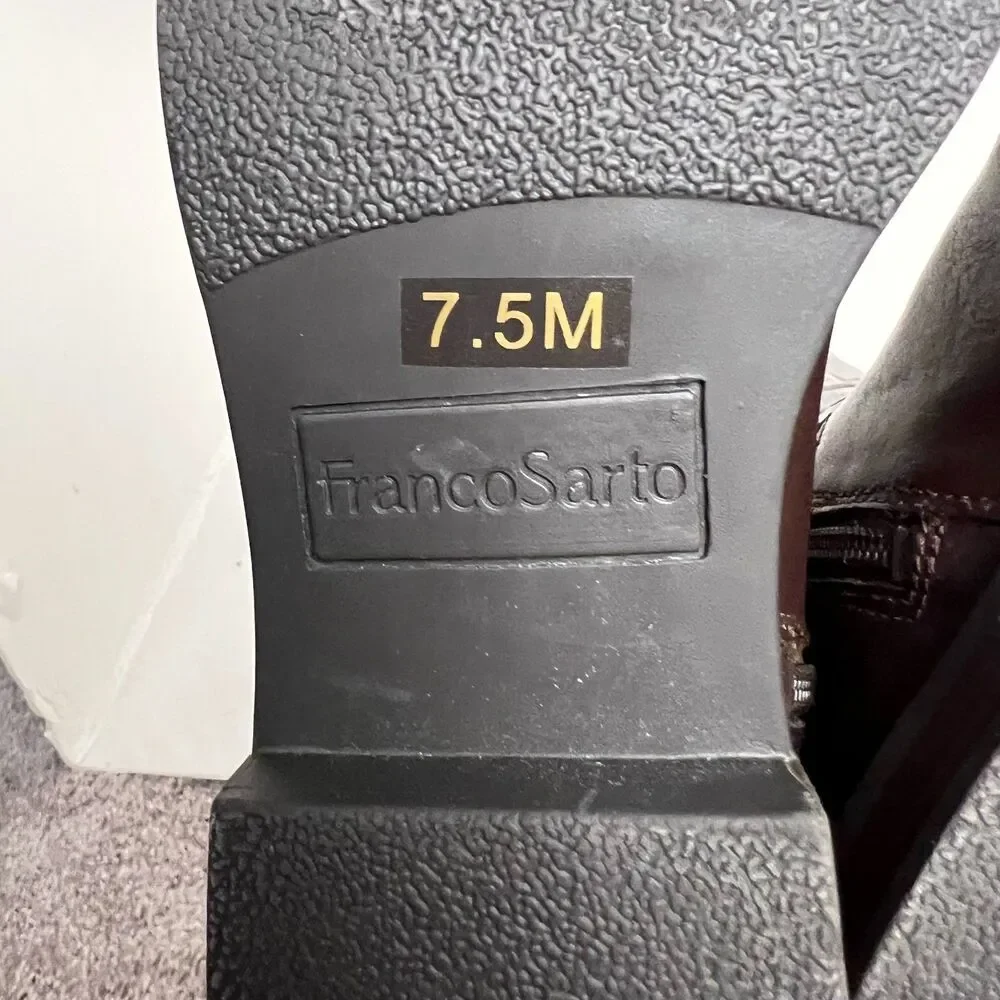 Franco Sarto Castor Brown Leather Knee High Riding Boots Women's Size 7.5